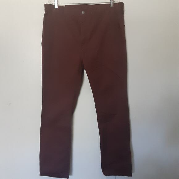 Levis Pants Mens 36x30 Maroon Flat Front White Tab Canvas - Picture 1 of 9